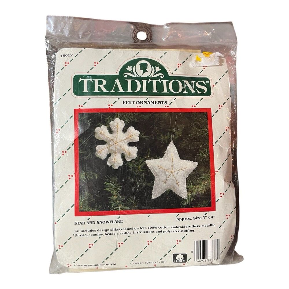 Vintage Traditions Felt Ornaments Kit T8012 Star Snowflake 7491515 Christmas